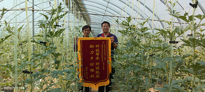 nEO_IMG_大荔县下寨镇郑家村大棚种植户范青松给试验示范站赠送锦旗.jpg